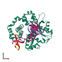 PDB entry 5vs0 coloured by chain, front view.