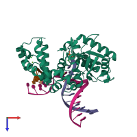 PDB entry 5vs0 coloured by chain, top view.