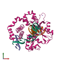 PDB entry 5vs2 coloured by chain, front view.