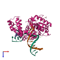 PDB entry 5vs3 coloured by chain, top view.