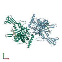 PDB entry 5vs6 coloured by chain, front view.