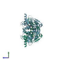 PDB entry 5vs6 coloured by chain, side view.
