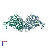 PDB entry 5vs6 coloured by chain, top view.