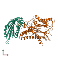 PDB entry 5vsr coloured by chain, front view.