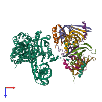 PDB entry 5vsu coloured by chain, top view.