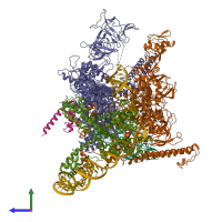 PDB entry 5vt0 coloured by chain, side view.
