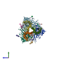 PDB entry 5vtq coloured by chain, side view.