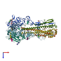 PDB entry 5vtq coloured by chain, top view.