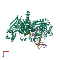 PDB entry 5vu7 coloured by chain, top view.