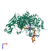 PDB entry 5vu8 coloured by chain, top view.