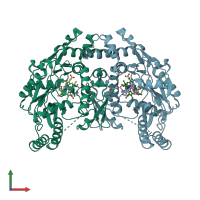 PDB entry 5vun coloured by chain, front view.
