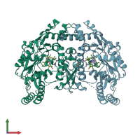 PDB entry 5vuv coloured by chain, front view.