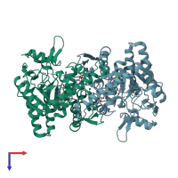 PDB entry 5vuz coloured by chain, top view.