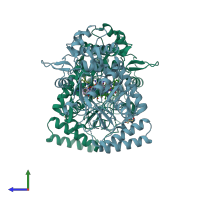 PDB entry 5vv3 coloured by chain, side view.