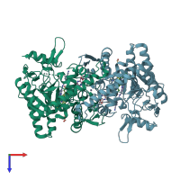 PDB entry 5vv3 coloured by chain, top view.