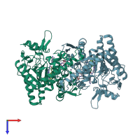 PDB entry 5vv4 coloured by chain, top view.