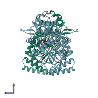 PDB entry 5vv5 coloured by chain, side view.