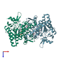 PDB entry 5vv5 coloured by chain, top view.