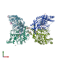 PDB entry 5vvb coloured by chain, front view.