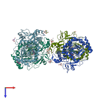 PDB entry 5vvb coloured by chain, top view.