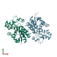 PDB entry 5vve coloured by chain, front view.