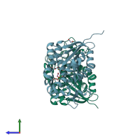 PDB entry 5vve coloured by chain, side view.