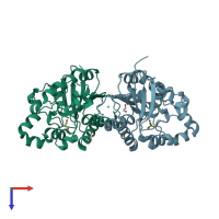 PDB entry 5vve coloured by chain, top view.