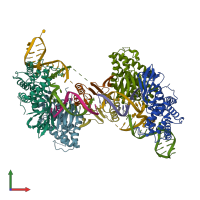 PDB entry 5vvk coloured by chain, front view.