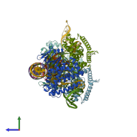 PDB entry 5vvk coloured by chain, side view.