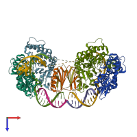 PDB entry 5vvk coloured by chain, top view.