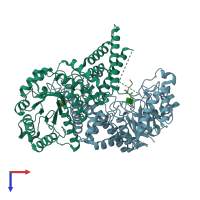 PDB entry 5vvt coloured by chain, top view.