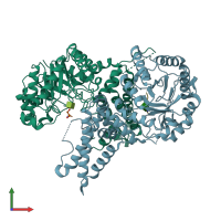 PDB entry 5vvv coloured by chain, front view.