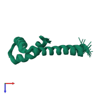 PDB entry 5vwe coloured by chain, ensemble of 20 models, top view.
