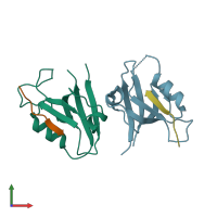 PDB entry 5vwi coloured by chain, front view.