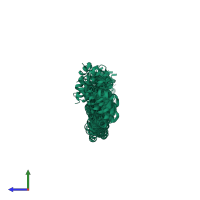 PDB entry 5vwl coloured by chain, ensemble of 20 models, side view.