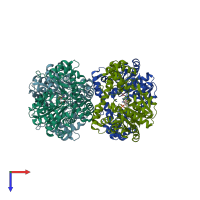 PDB entry 5vwq coloured by chain, top view.