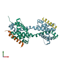 PDB entry 5vww coloured by chain, front view.