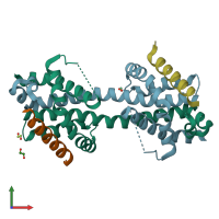 PDB entry 5vwx coloured by chain, front view.
