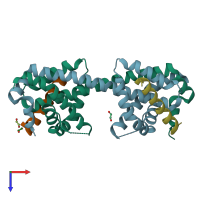 PDB entry 5vwx coloured by chain, top view.