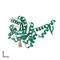 PDB entry 5vxc coloured by chain, front view.