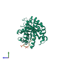 PDB entry 5vxc coloured by chain, side view.