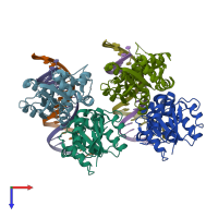 PDB entry 5vxn coloured by chain, top view.