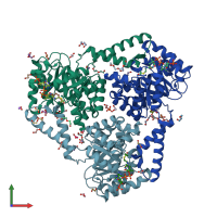 PDB entry 5vxo coloured by chain, front view.