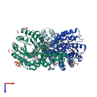PDB entry 5vxo coloured by chain, top view.