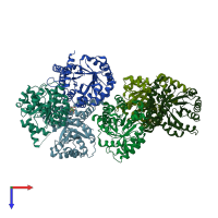 PDB entry 5vxs coloured by chain, top view.