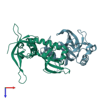PDB entry 5vy1 coloured by chain, top view.