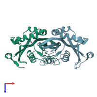 PDB entry 5vy2 coloured by chain, top view.