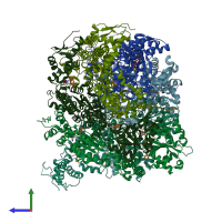 PDB entry 5vya coloured by chain, side view.