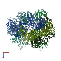 PDB entry 5vya coloured by chain, top view.