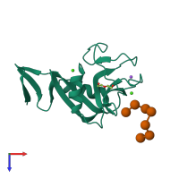 PDB entry 5vyb coloured by chain, top view.
